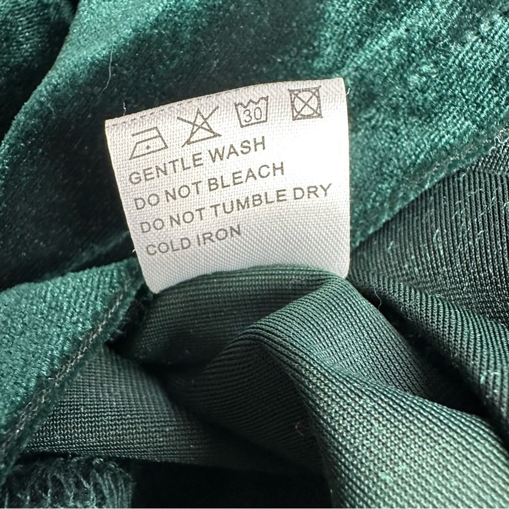Velvet Wrap Dress Women's Med V Neck Ruched Bodycon Maxi Emerald Green DIRASS - Picture 11 of 12